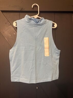 wild fable Light Blue Sleeveless Mock Neck Crop Top